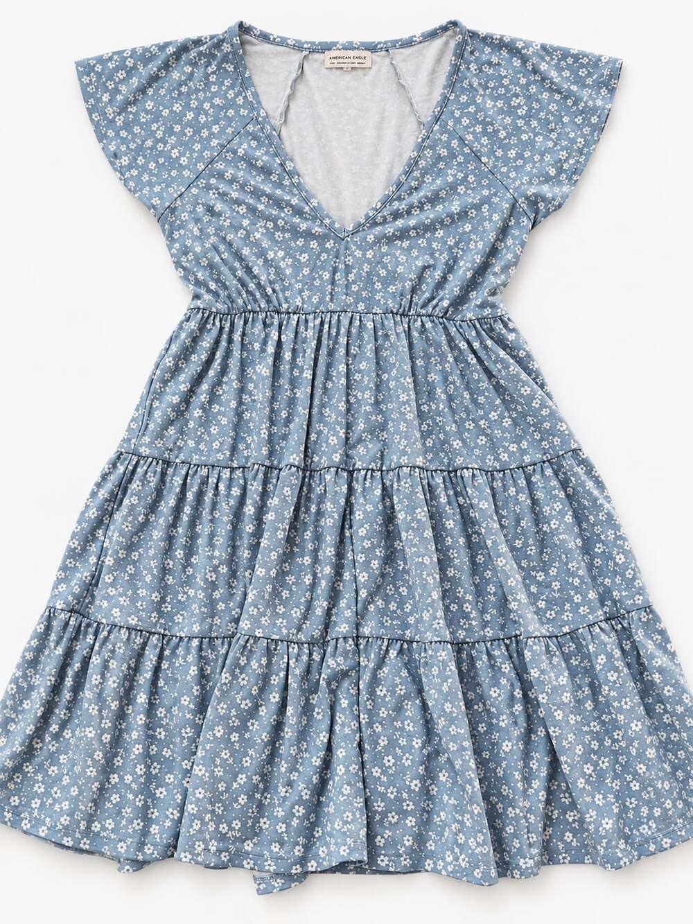Urban Outfitters Blue Floral Tiered Dress Size S (r1)